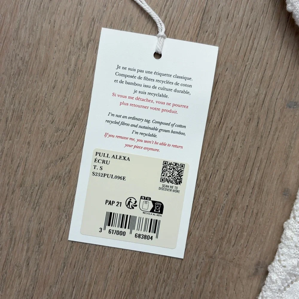 NWOT sezane alexa jumper ecru size small - Picture 3 of 16